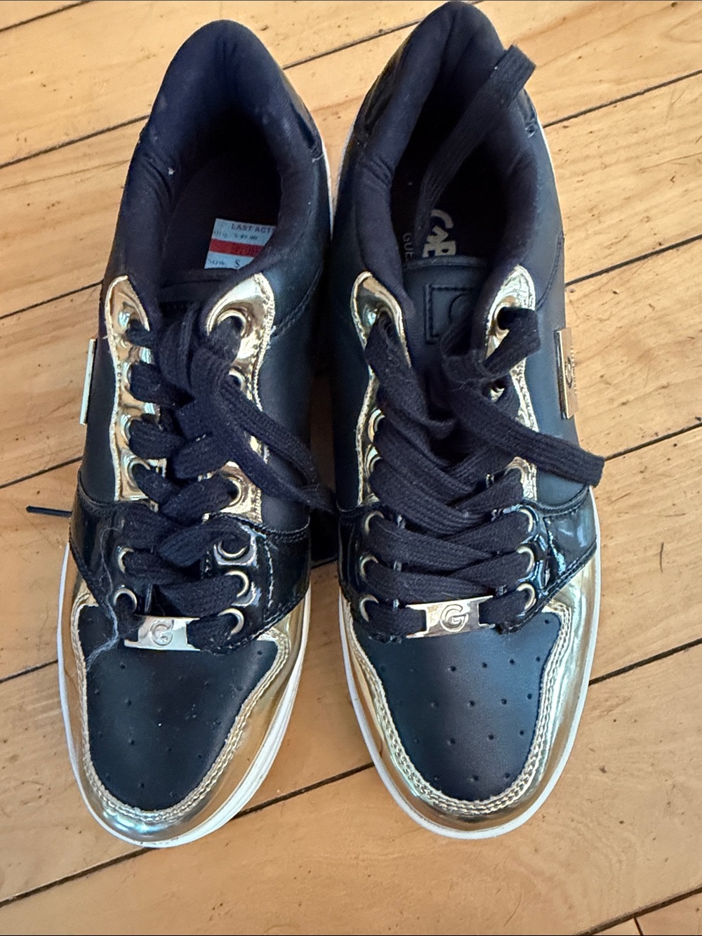 G by Guess Black and Gold Low-Top Sneakers